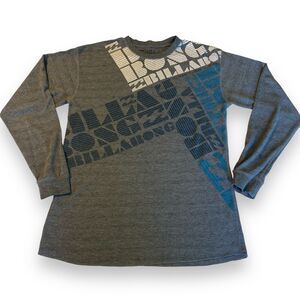 Billabong Shirt Mens Medium Gray Waffle Knit Thermal Y2K Skater Surfwear